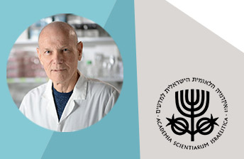 Prof. Yinon Ben-Neriah and the Israeli Academy of Sciences logo