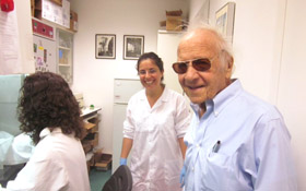 Dr. Kuvin With students at the Center